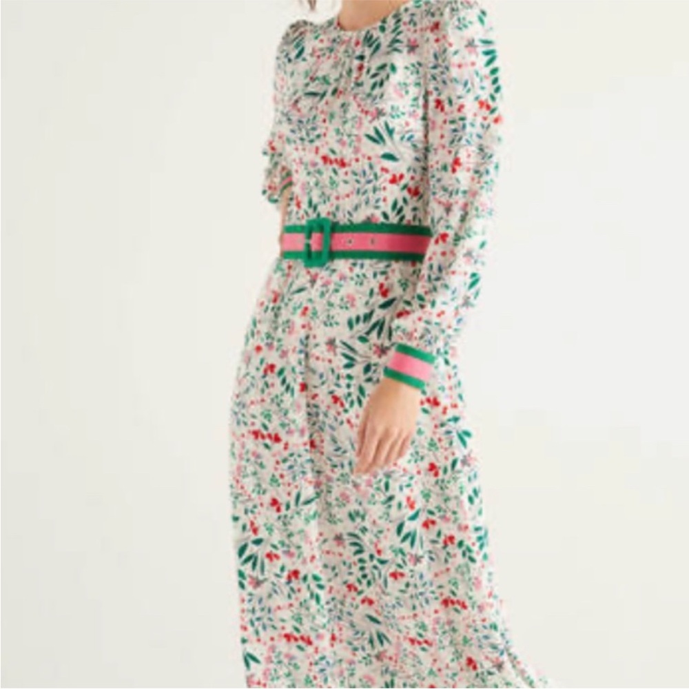 Boden Victoria Floral Maxi Dress - white Green and pink